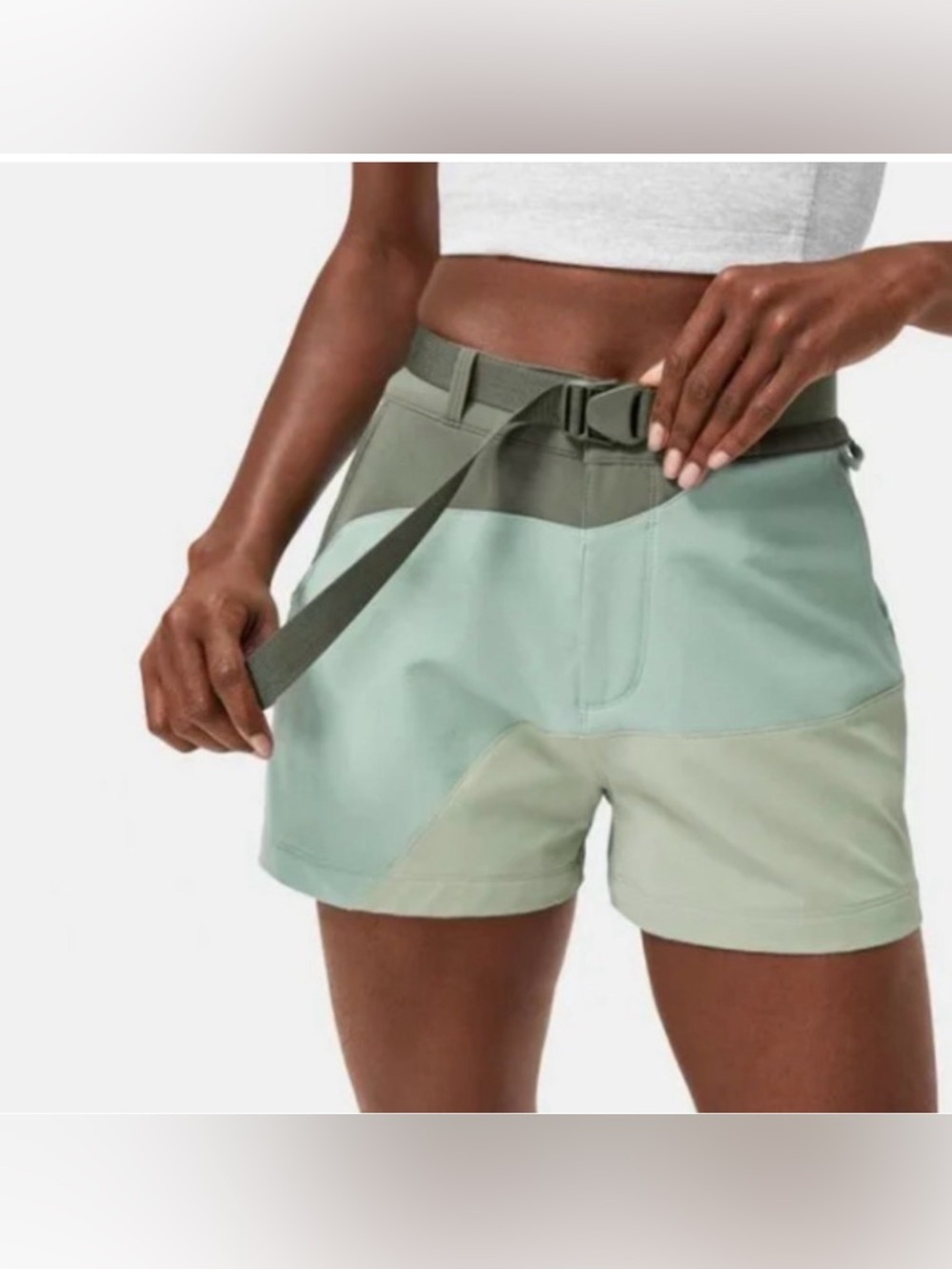 Outdoor Voices Green and Tan Cargo Shorts